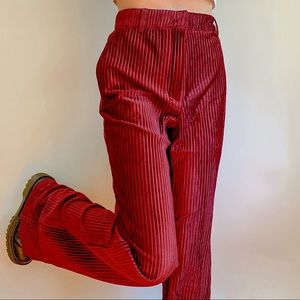 Retro Burgundy UO Corduroy Flare Pants